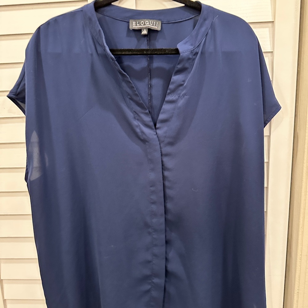 Eloquii navy v-neck blouse size 20